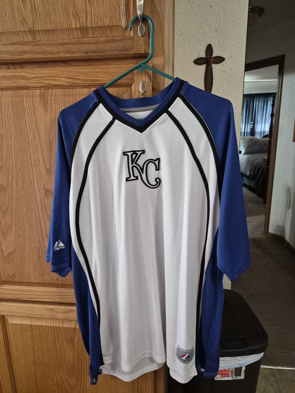 Majestic KC White and Blue Baseball Jersey